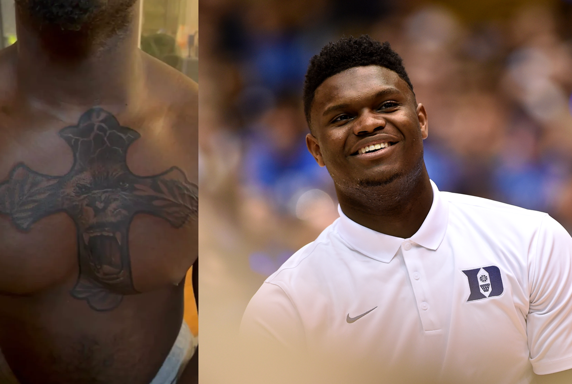 Zion Williamson Chest Tattoo Has Gilbert Arenas and Shannon Sharpe